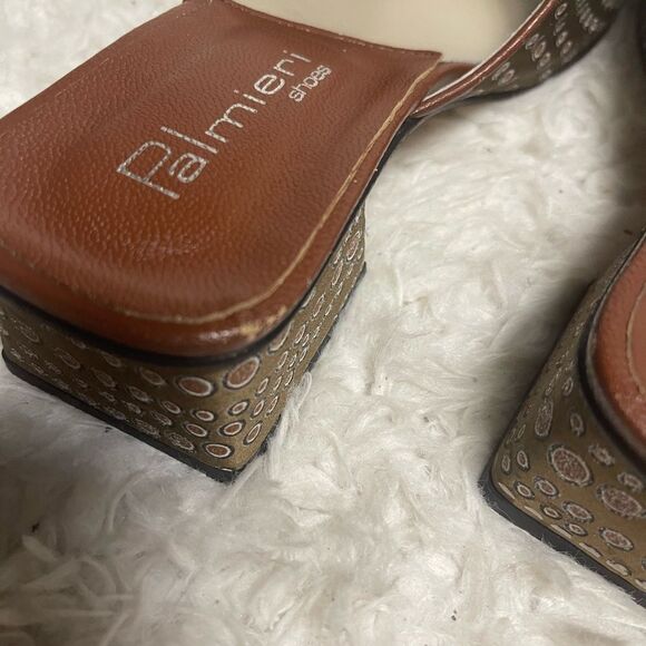 Palmieri fabric Brown & glittery dots prints leather lining Slide Sandals EUR 40 - Picture 9 of 9